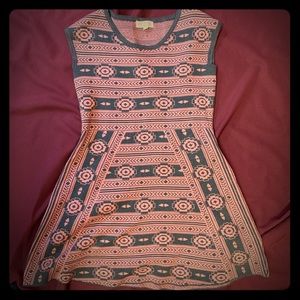 Pink and grey tribal Aztec print mini dress/tunic